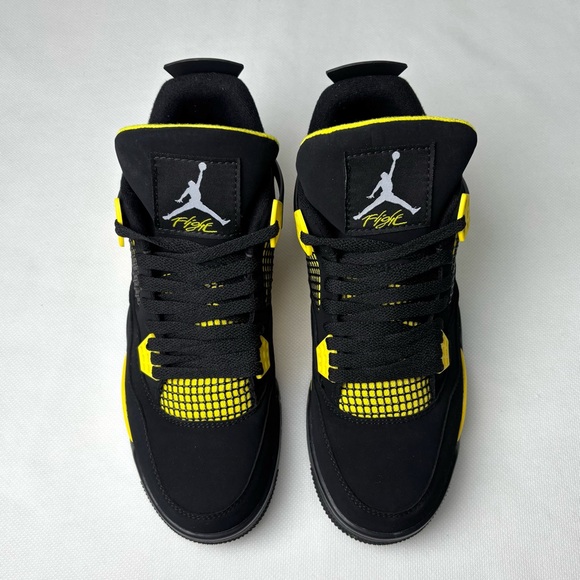 Men’s Black/Yellow Sneakers Trainers -Brand New Retro 4 Yellow Thunder 2023 - Picture 3 of 10